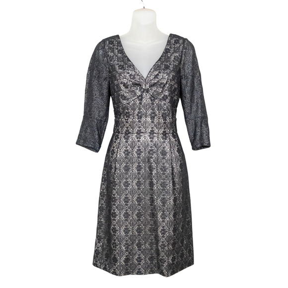 Marc By Marc Jacobs Dresses & Skirts - MARC by MARC JACOBS Black Metallic Lace Cocktail Dress V-Neck Lined Women's 4